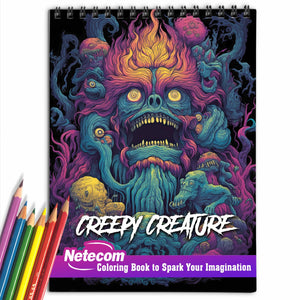 Creepy Creature Spiral Bound Coloring Book, Unveil 30 Intricate Coloring Pages, Filled with Creepy Creatures and Gothic Elements, for a Hauntingly Beautiful Coloring Experienc