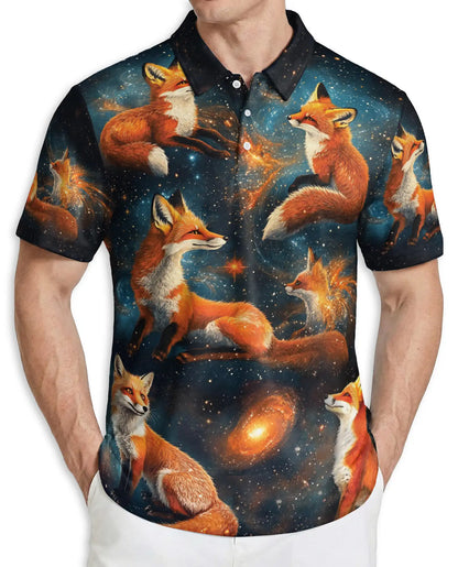 Galaxy Fox Polo Shirt – Cosmic Space Fox Print All Over | Azhobbyshop
