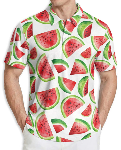 Watermelon Slice 3D Polo Shirt for Men – Fresh Summer Fruit Pattern | Azhobbyshop