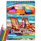 Beach Vibes Spiral Bound Coloring Book, Ocean Themed Coloring Book for Adults for Relaxation and Stress Relief