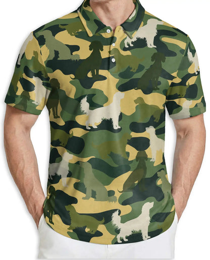 English Setter Dog Polo Shirt- Camouflage Hunting Dog Print Shirt | Azhobbyshop