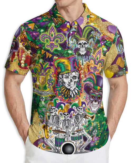 Skulls Mardi Gras Jester Mask Polo Shirt | Azhobbyshop