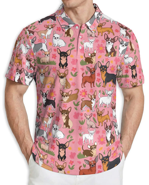 Flowers Chihuahua Pattern Polo Shirt | Azhobbyshop