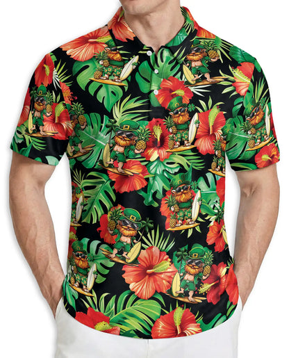 Irish Leprechaun Tropical Flower Polo Shirt | Azhobbyshop