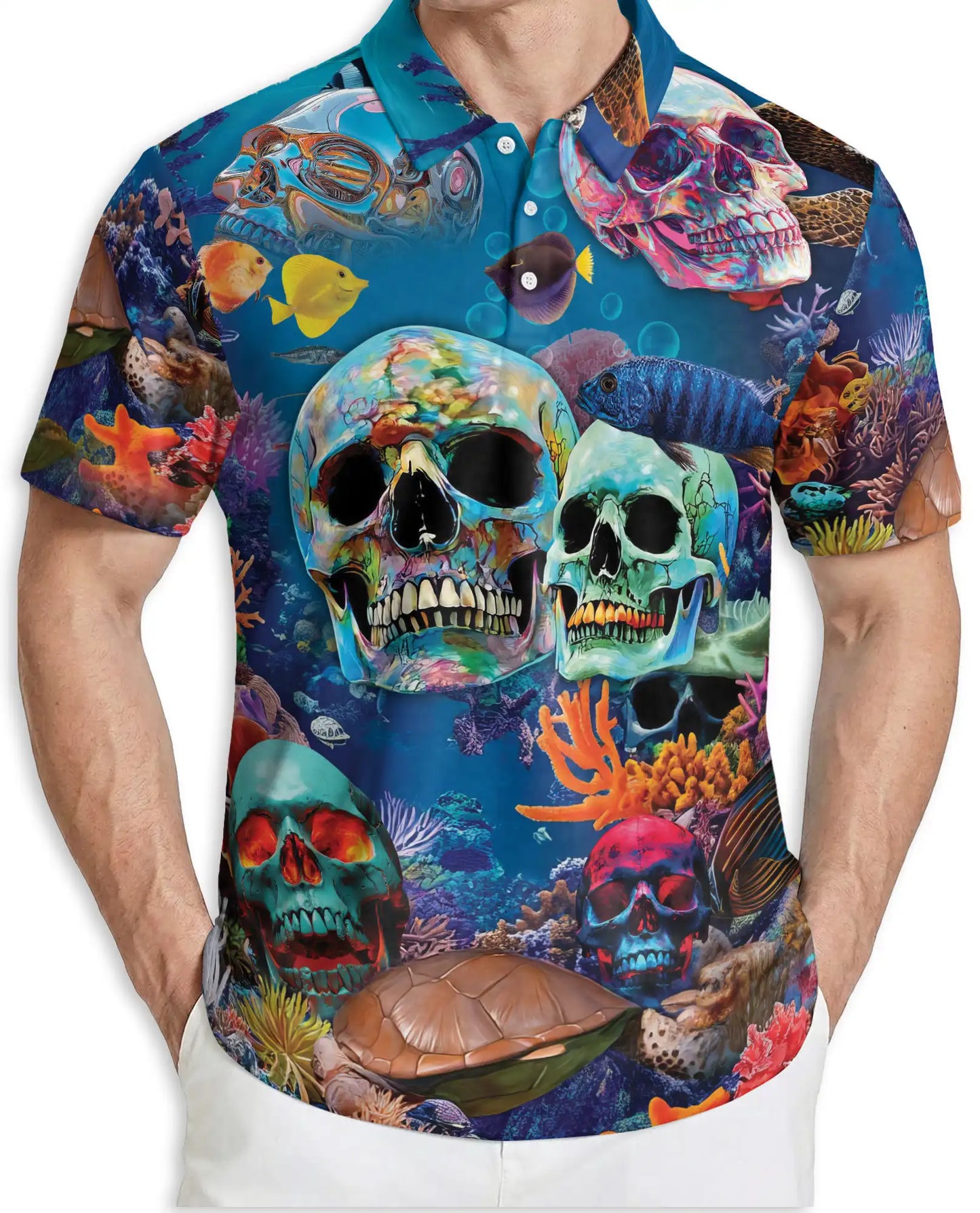 Ocean Skull Underwater Polo Shirt | Azhobbyshop