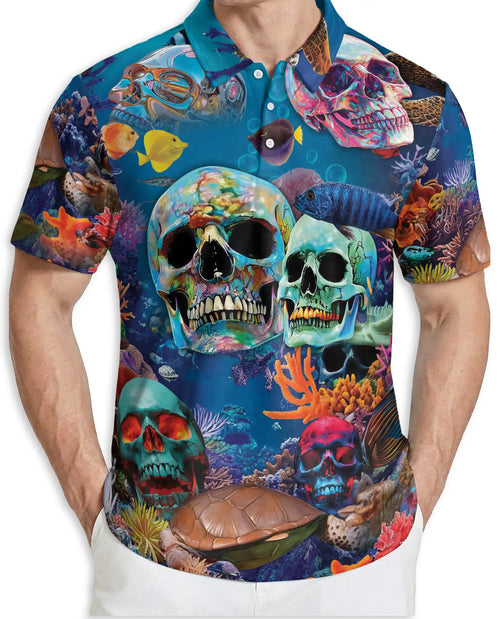 Ocean Skull Underwater Polo Shirt | Azhobbyshop