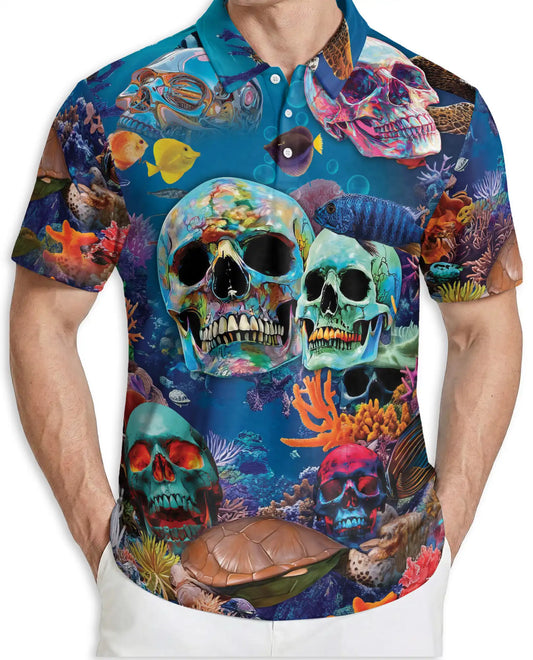 Ocean Skull Underwater Polo Shirt | Azhobbyshop