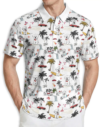 Westie Tropical Beach Polo Shirt | Azhobbyshop