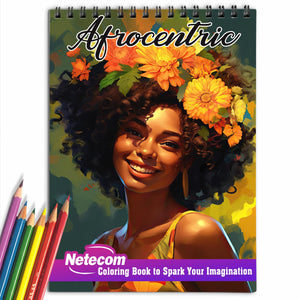 Afrocentric Spiral Bound Coloring Book, Unleash Your Creativity with 30 Vibrant Coloring Pages, Showcasing the Beauty and Richness of Afrocentric Culture