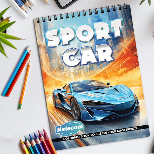 Sports Cars Spiral Bound Coloring Book, High-Speed Sports Cars for Thrilling Coloring, Great for Automotive Fans and Speed Enthusiasts