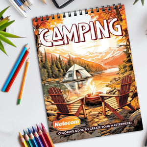 Camping Spiral Bound Coloring Book, Serene Camping Scenes for Outdoor Enthusiasts, Great for Nature Lovers Seeking a Peaceful Art Escape