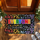 Rainbow Wildflower Doormat – Everyone Is Welcome Here Mat