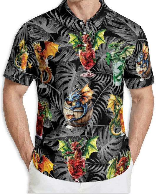 Dragon Cocktail Polo Shirt -Tropical Fantasy Party Style | Azhobbyshop
