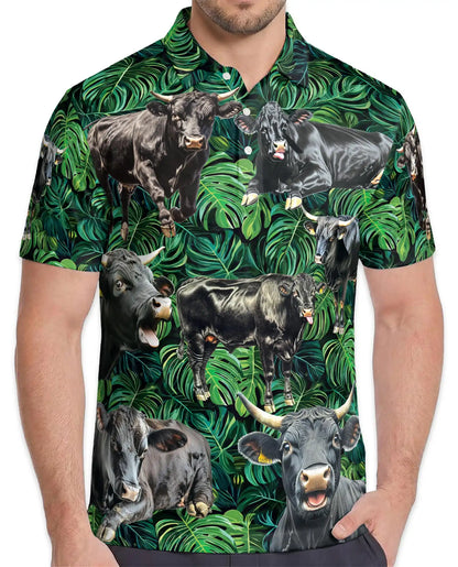 Funny Cow 3D Polo Shirt for Men – Farm Animal Tropical Style | Azhobbyshop
