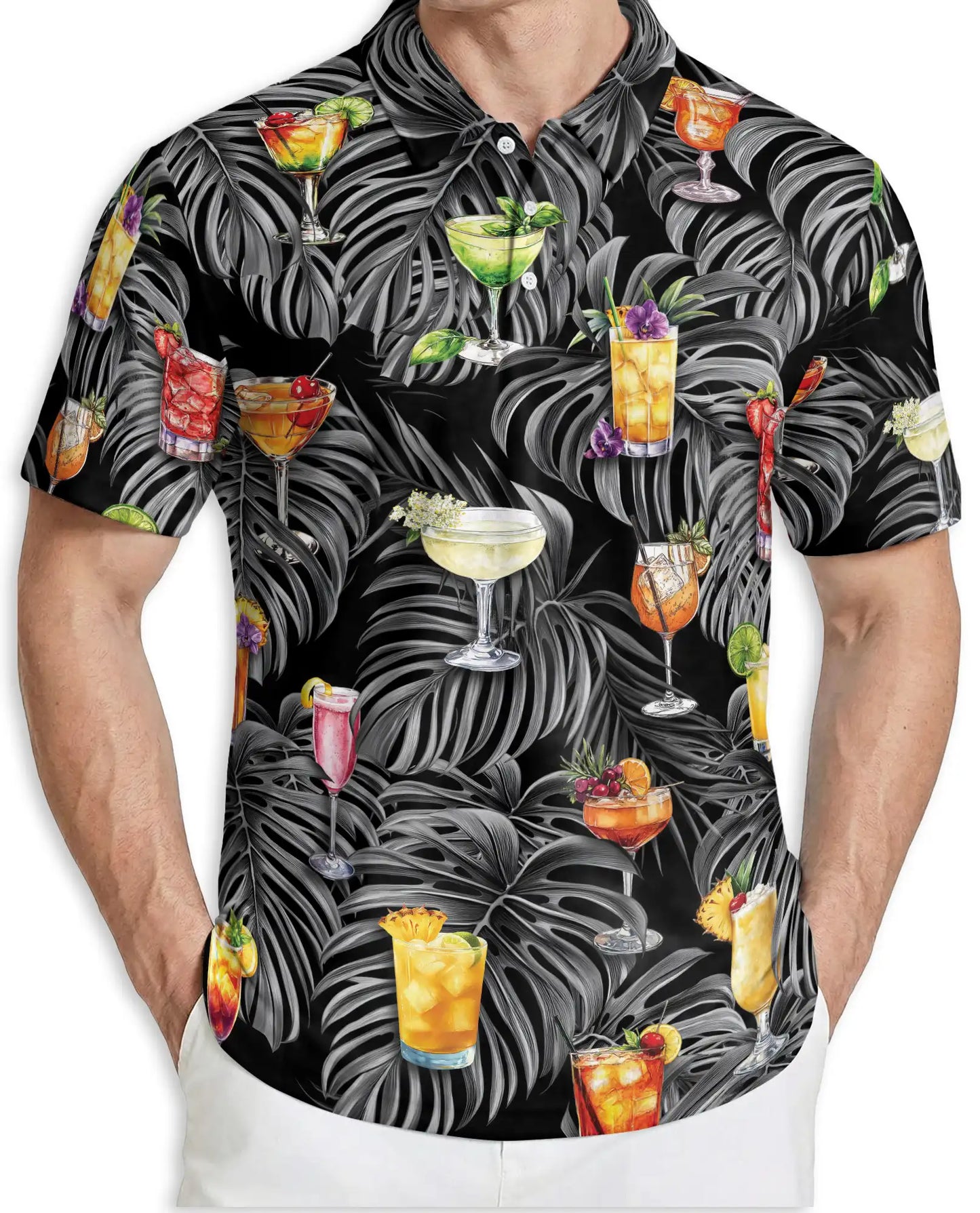 Cocktail Hawaiian 3D Polo Shirt for Men – Tropical Drink Party Style | Azhobbyshop