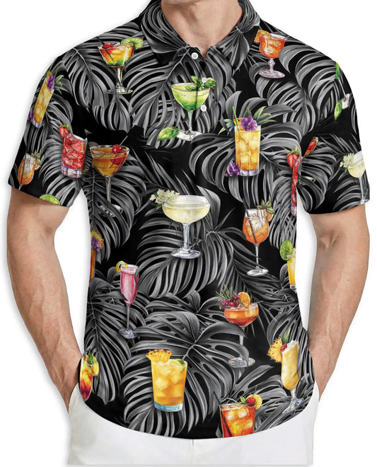 Cocktail Hawaiian 3D Polo Shirt for Men – Tropical Drink Party Style | Azhobbyshop