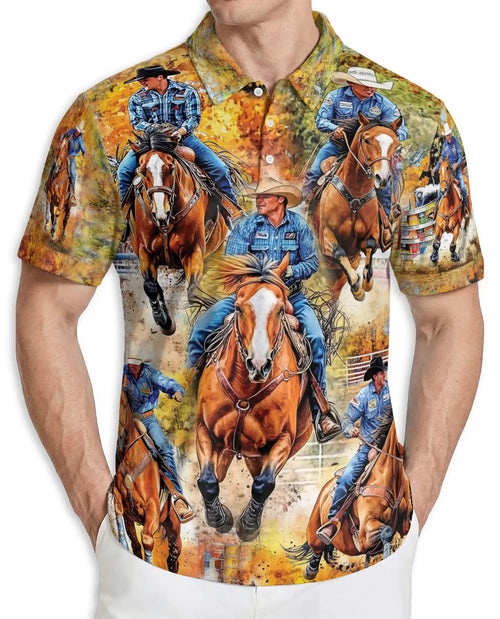 Cowboy Rodeo Horse Polo Shirt – Western Ranch Riding Print | Azhobbyshop