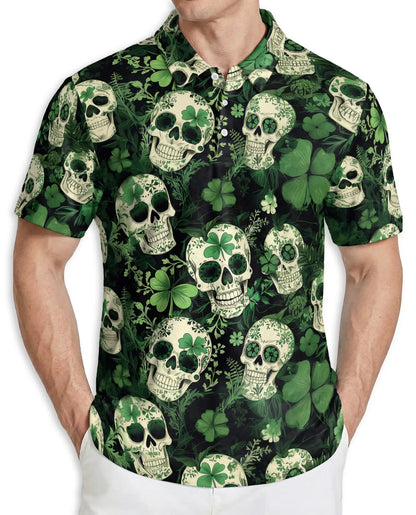 St. Patrick Skull Shamrock Polo Shirt | Azhobbyshop