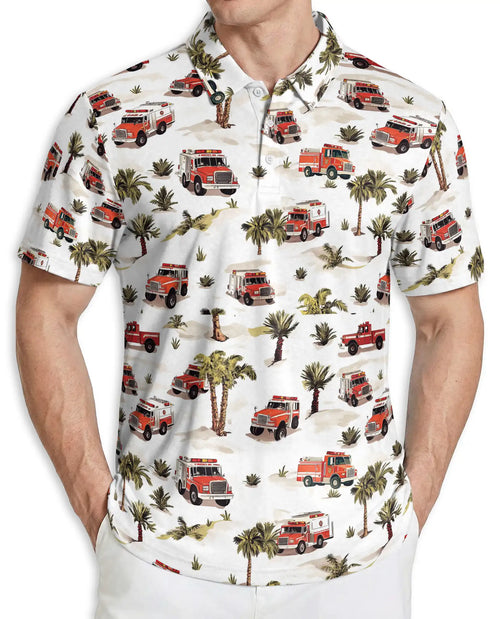 Fire Truck Tropical Pattern Polo Shirt | Azhobbyshop