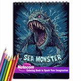 Sea Monster Spiral Bound Coloring Book, Explore 30 Mythical Coloring Pages, Depicting Majestic Sea Monsters from Ancient Folklore and Maritime Tales