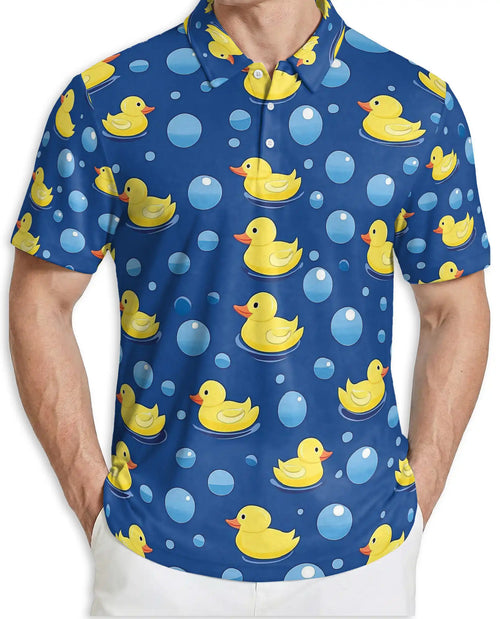 Rubber Duck Bubble 3D Polo Shirt for Men – Funny Cute Bath Style | Azhobbyshop