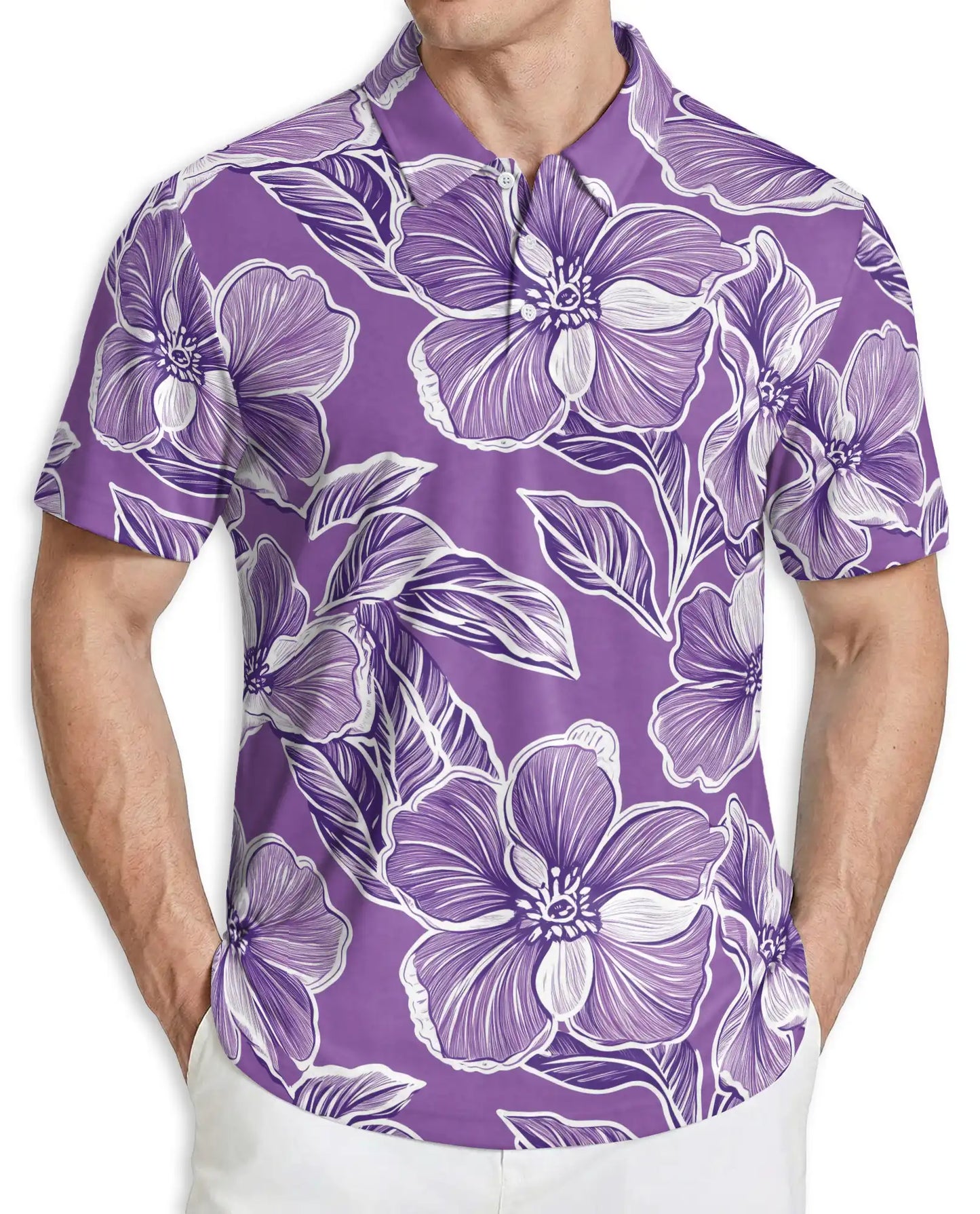 Big Hibiscus Floral Polo Shirt | Azhobbyshop