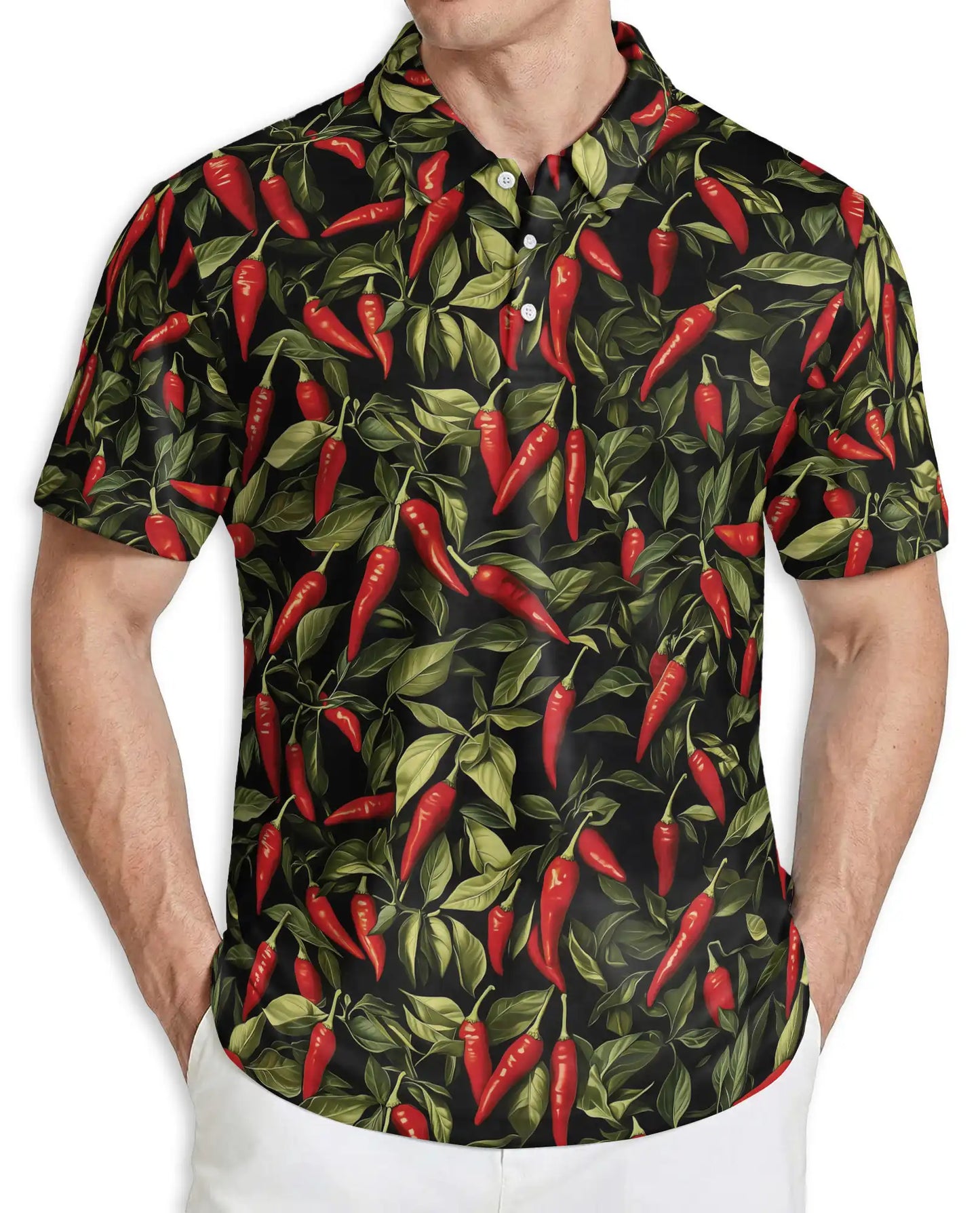 Spicy Chili Pepper 3D Polo Shirt for Men – Bold Food Lover Gift | Azhobbyshop