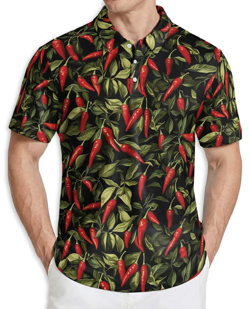 Spicy Chili Pepper 3D Polo Shirt for Men – Bold Food Lover Gift | Azhobbyshop