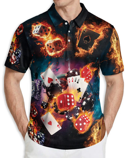 Casino Poker 3D Polo Shirt for Men – Dice Card Gambling Party Style | Azhobbyshop