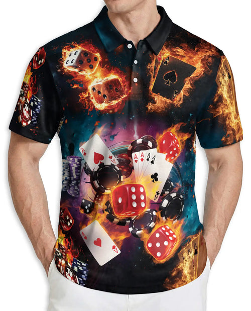 Casino Poker 3D Polo Shirt for Men – Dice Card Gambling Party Style | Azhobbyshop