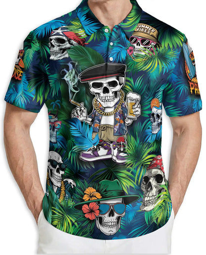 Skull Hawaiian Polo Shirt – Funny Skeleton Summer Beach Shirt | Azhobbyshop