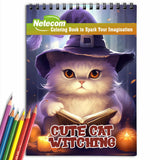 Cute Cat Witching Spiral Bound Coloring Book, Embark on a Coloring Journey with 30 Enchanting Pages, Where Cute Cat Witching Comes to Life.