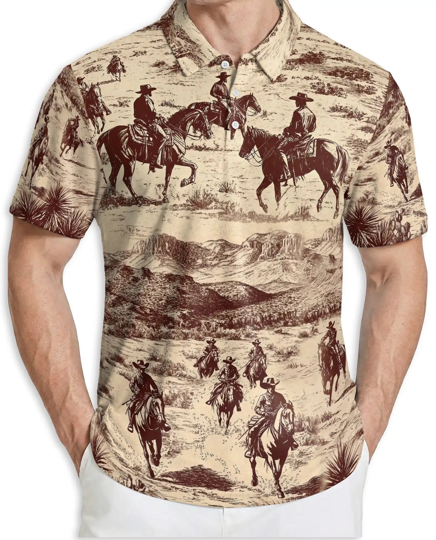 Western Cowboy 3D Polo Shirt for Men – Vintage Style | Azhobbyshop