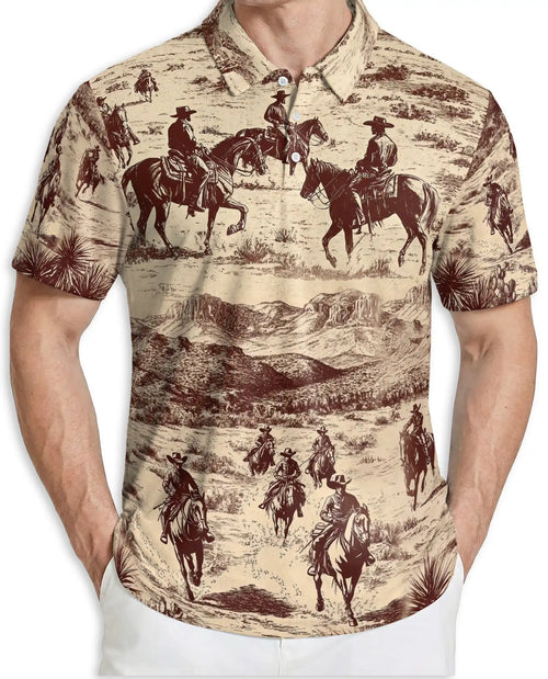Western Cowboy 3D Polo Shirt for Men – Vintage Style | Azhobbyshop