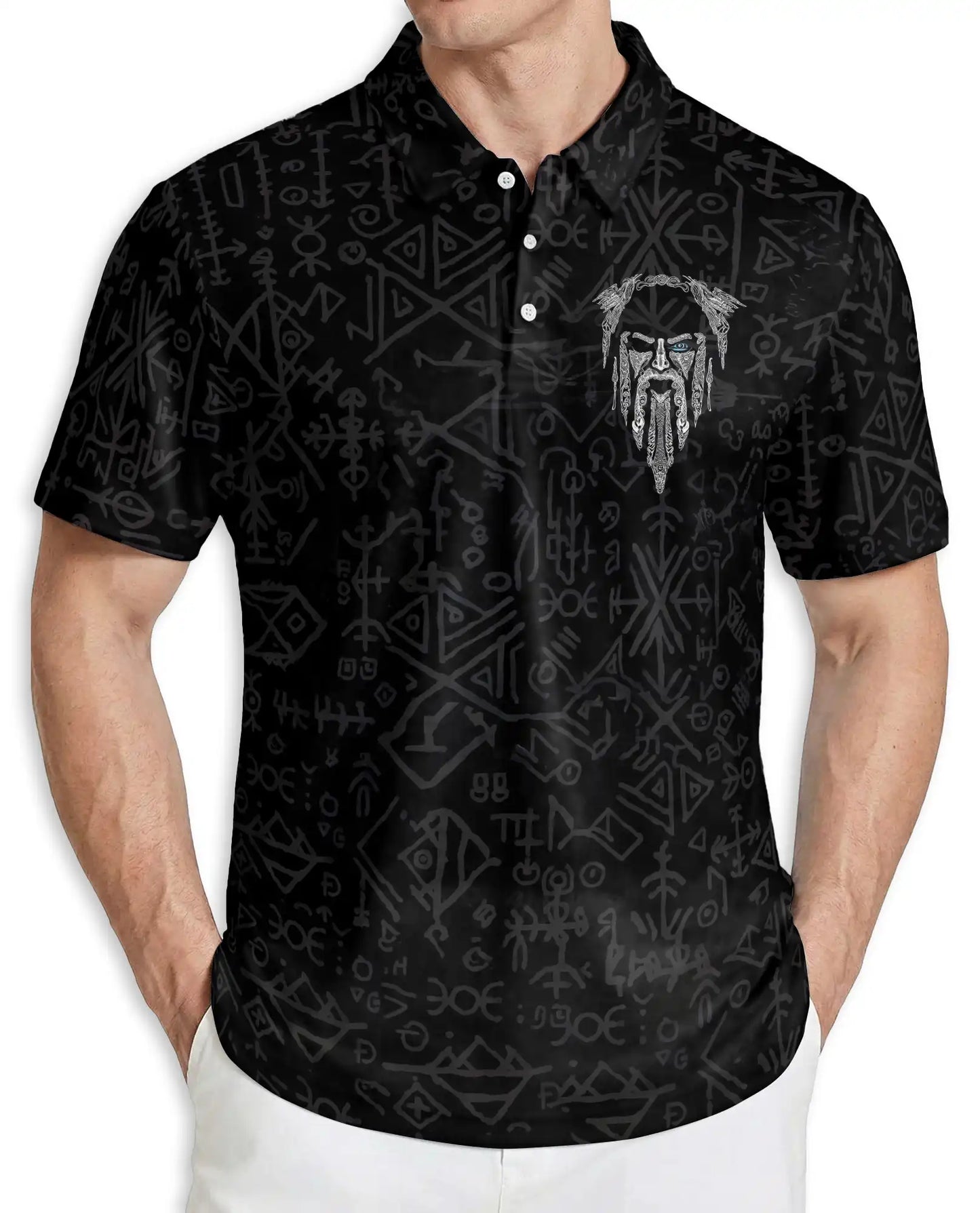Viking Rune 3D Polo Shirt – Norse Mythology Warrior Design | Azhobbyshop