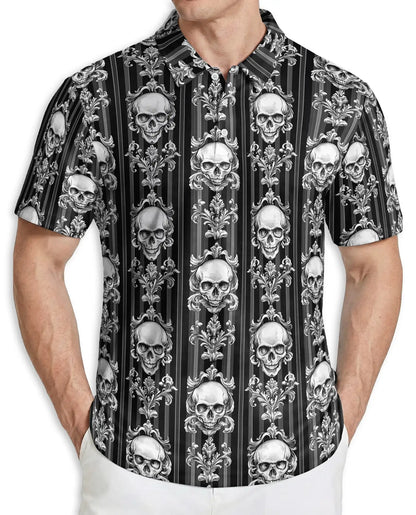 Skull Gothic Stripe Polo Shirt | Azhobbyshop