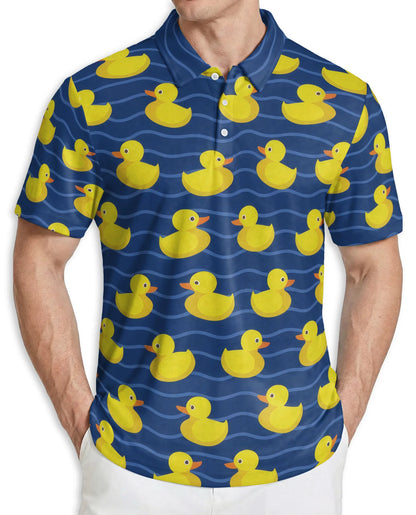 Duck Pattern Polo Shirt Funny Yellow Duck Print | Azhobbyshop