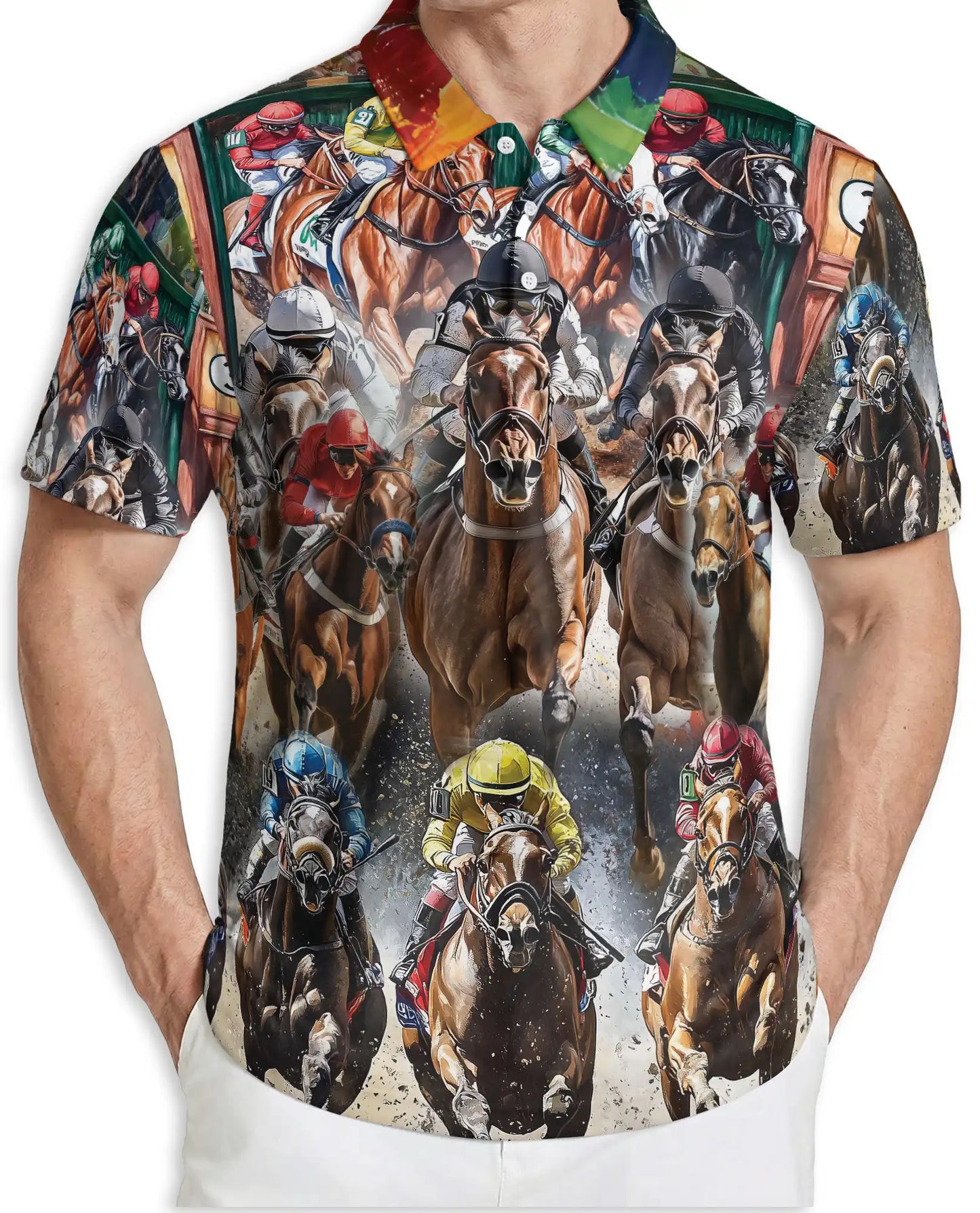 Horse Racing 3D Polo Shirt for Men – Jockey Derby Sport Style | Azhobbyshop