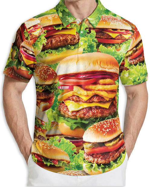 Burger 3D Polo Shirt for Men – Funny Fast Food Style | Azhobbyshop