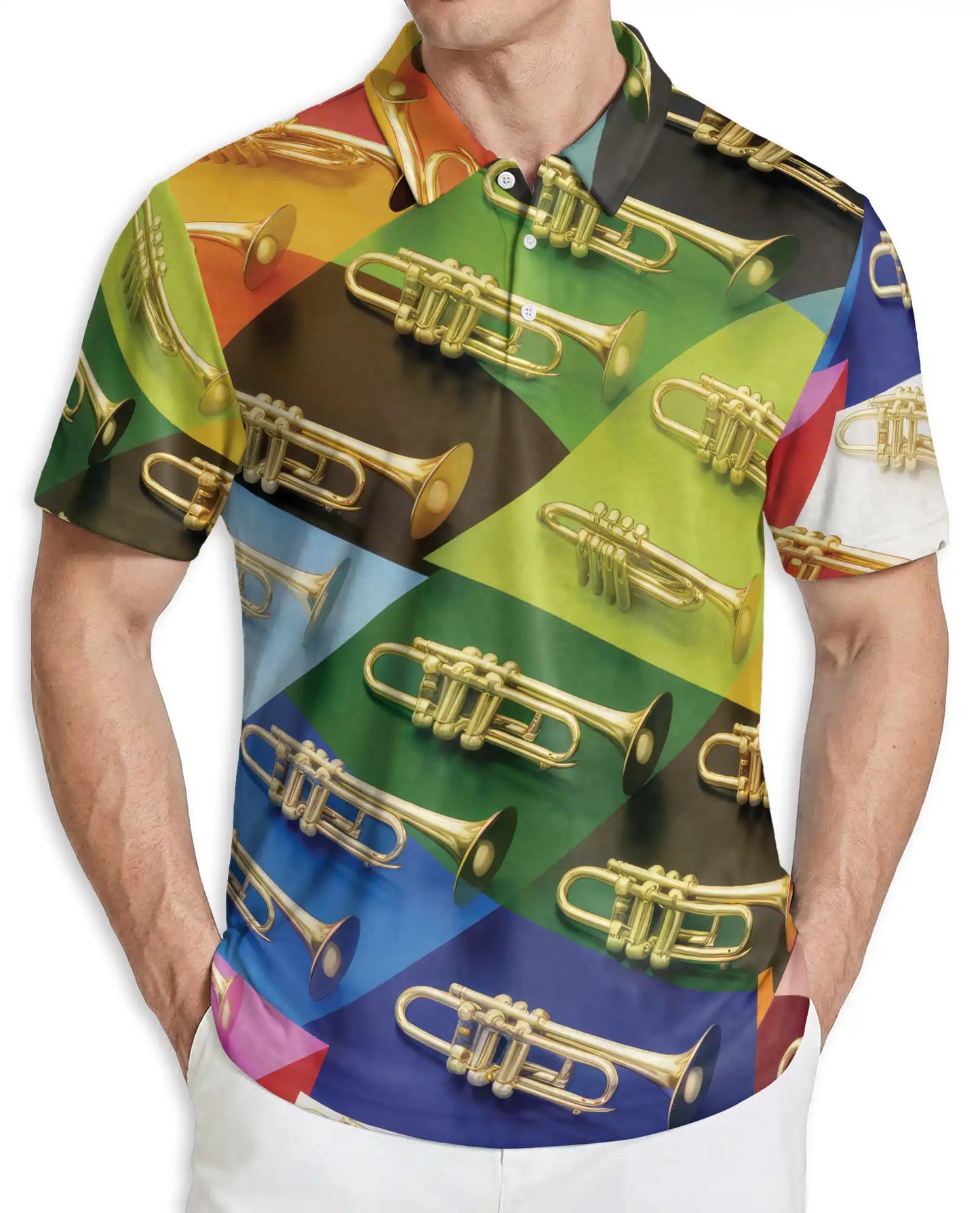 Trombone Pattern Musician Polo Shirt | Azhobbyshop