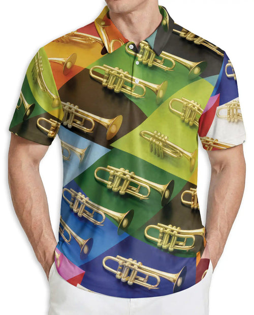 Trombone Pattern Musician Polo Shirt | Azhobbyshop