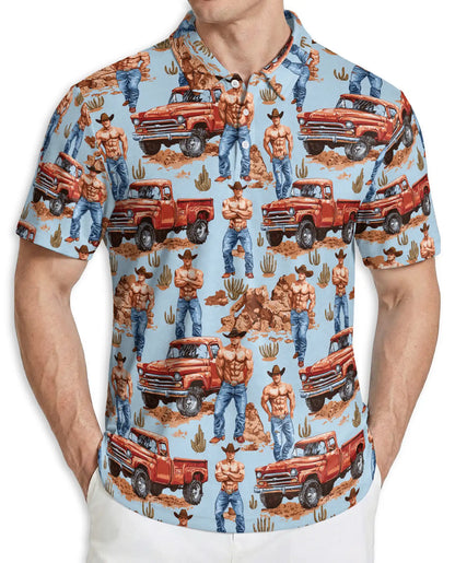 Sexy Cowboy Vintage Truck Polo Shirt – Western Ranch Style Men’s Shirt | Azhobbyshop