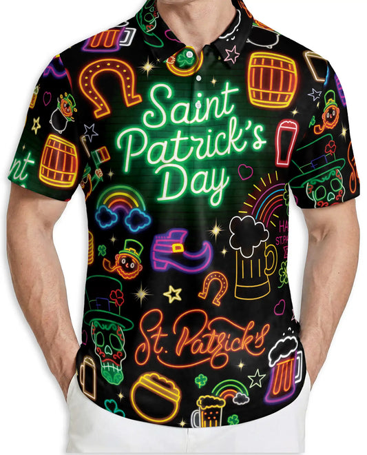 St Patrick’s Day Polo Shirt -Neon Irish Beer Party Shirt | Azhobbyshop