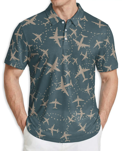 Airplane Hawaiian Polo Shirt – Aviation Travel Pilot Pattern Shirt | Azhobbyshop