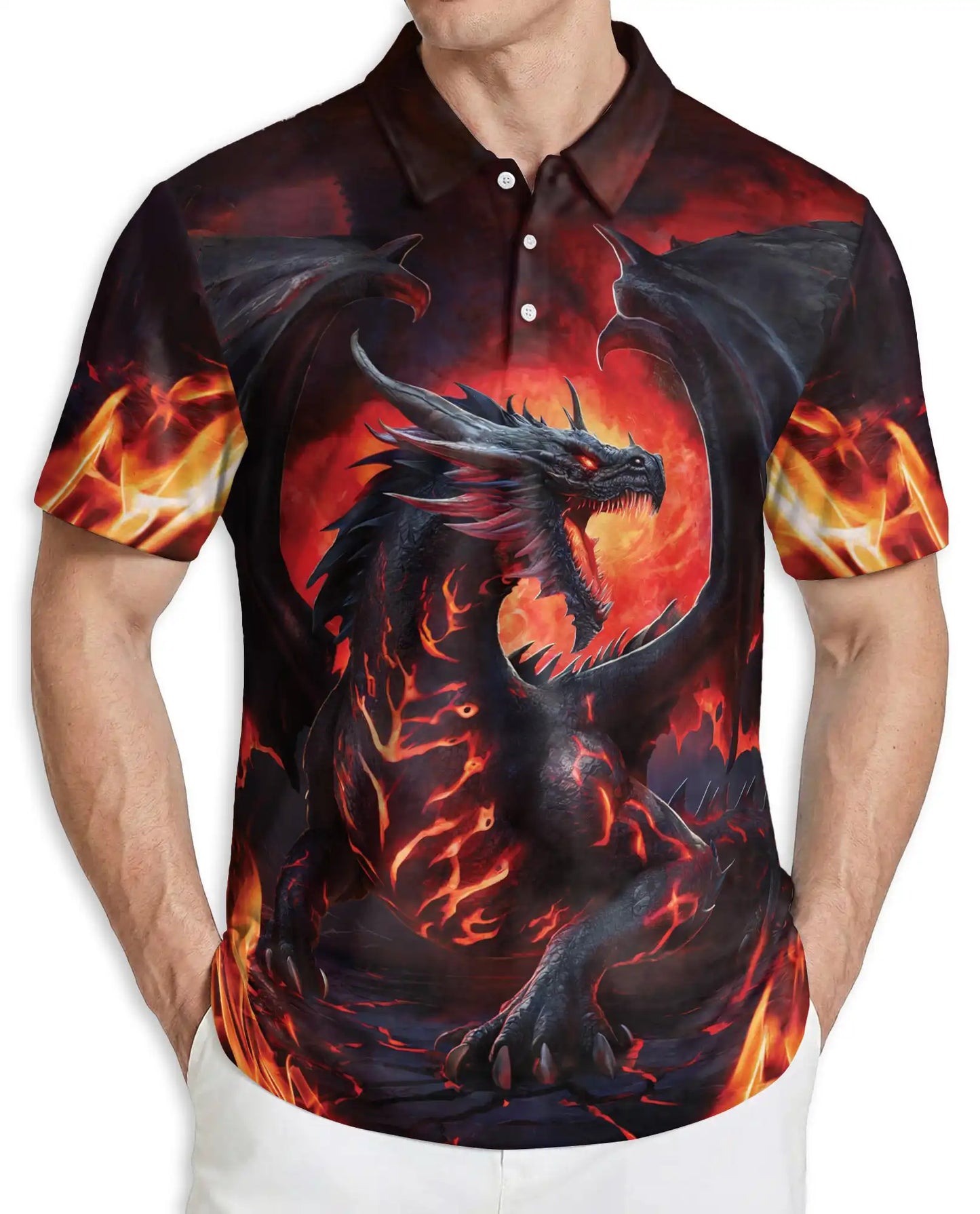 Mythical Fire Dragon Polo Shirt | Azhobbyshop