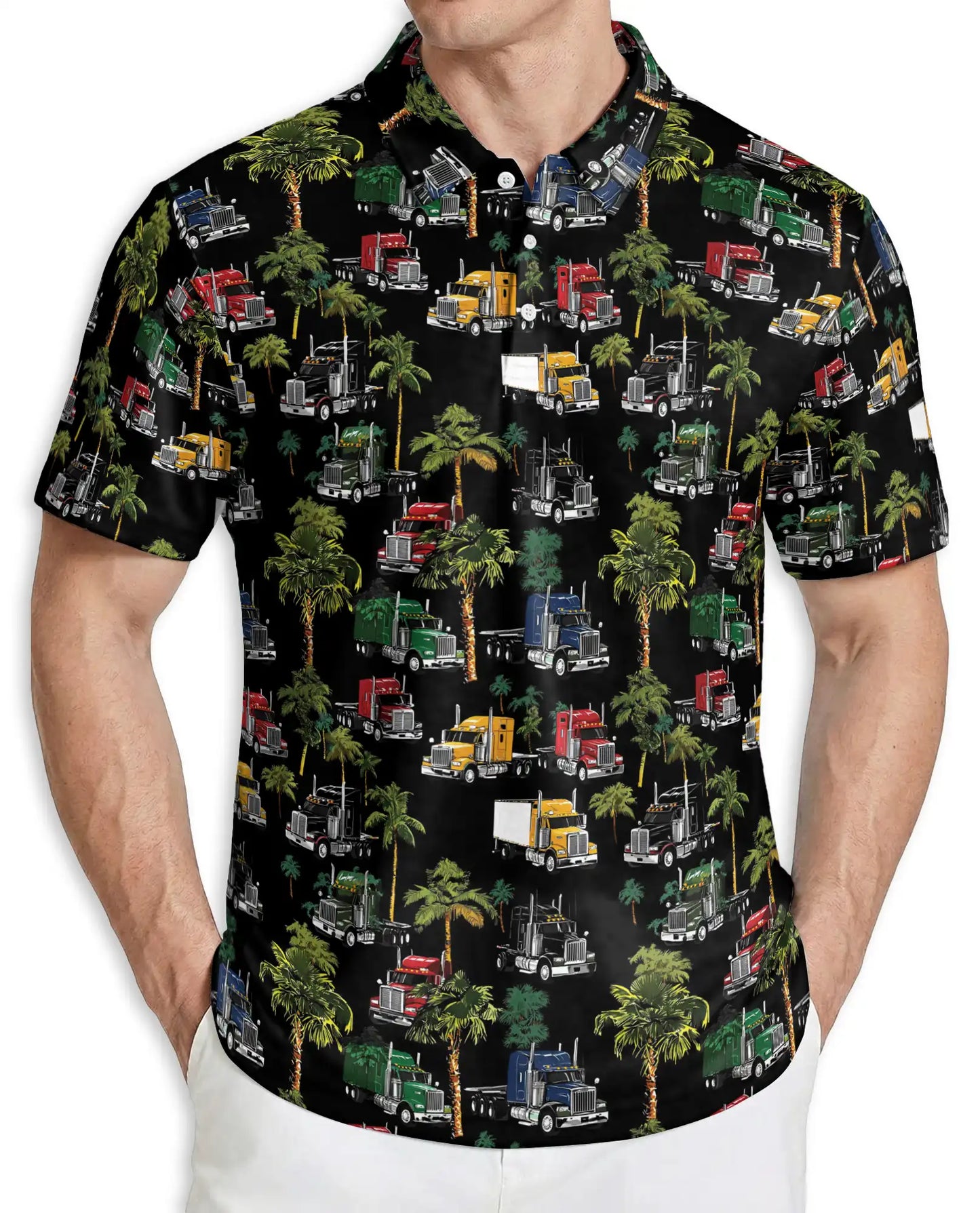 Semi Truck Tropical Palm Tree Polo Shirt | Azhobbyshop