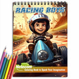 Racing Boys Spiral Bound Coloring Book, Engage with 30 Captivating Racing Boys Coloring Pages for an Adrenaline-Fueled Experience