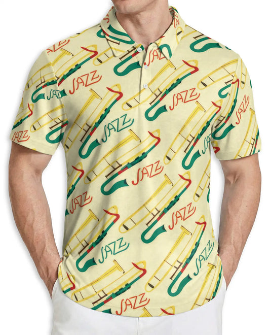 Jazz Trombone Pattern Polo Shirt | Azhobbyshop