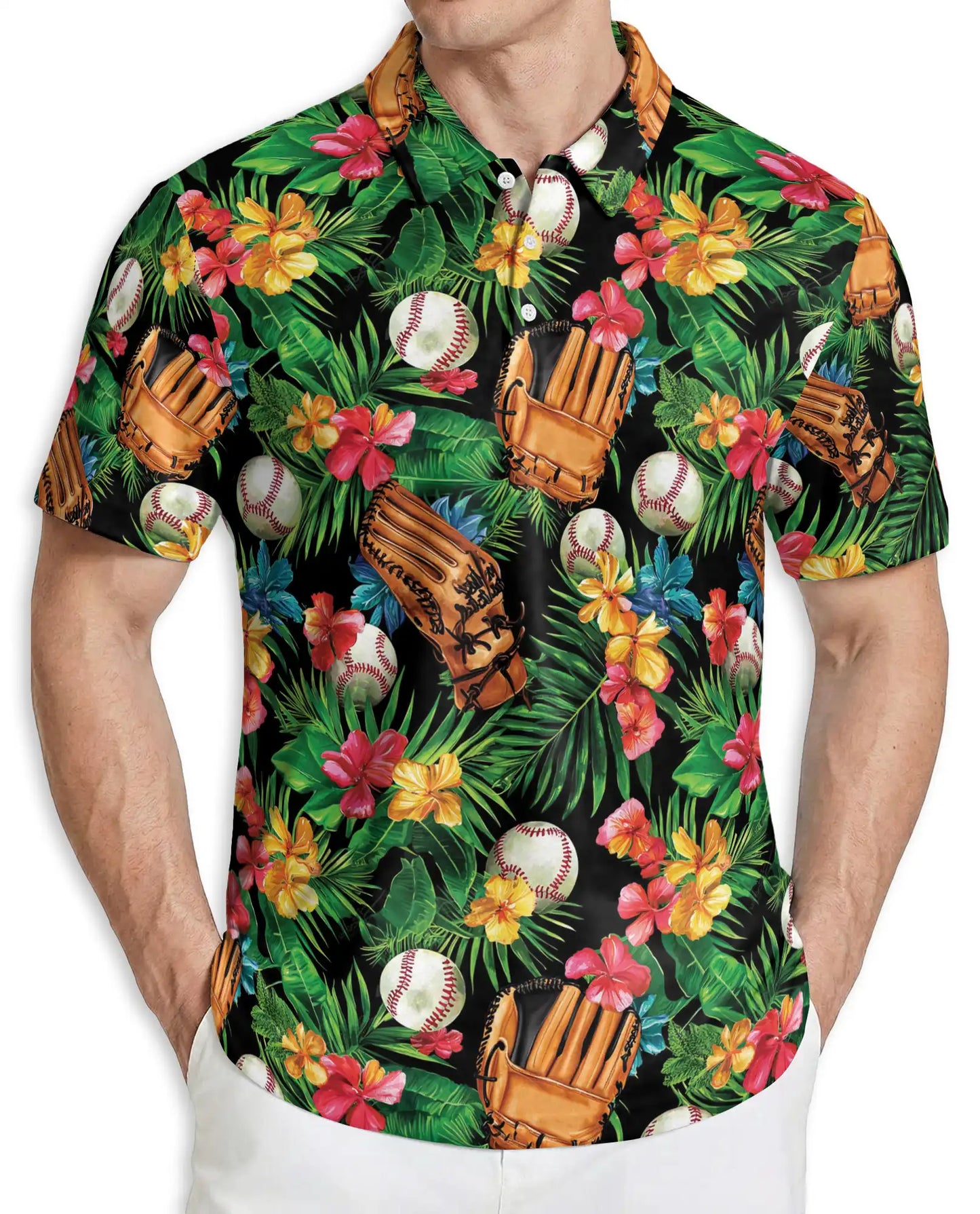 Baseball Tropical Floral Polo Shirt | Azhobbyshop