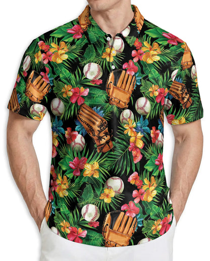 Baseball Tropical Floral Polo Shirt | Azhobbyshop
